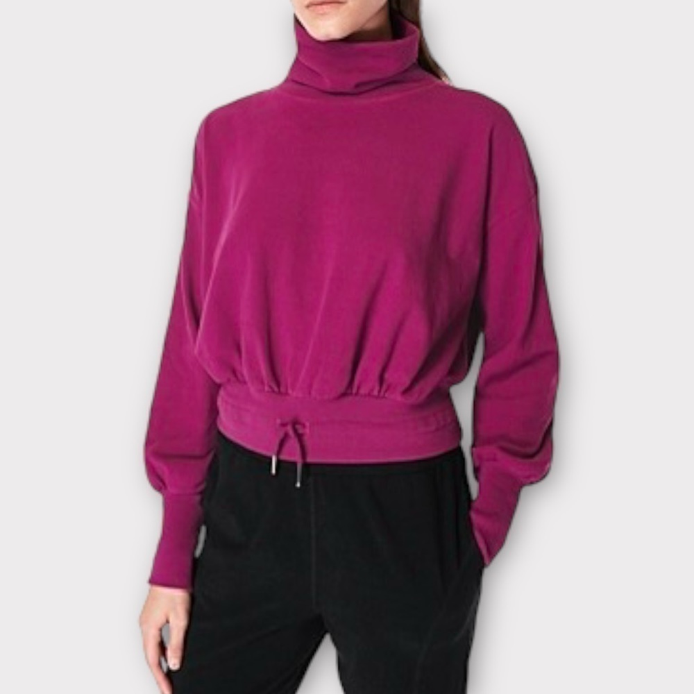 Sweaty Betty Melody Luxe Fleece Pullover Top Amaranth Pink NWT